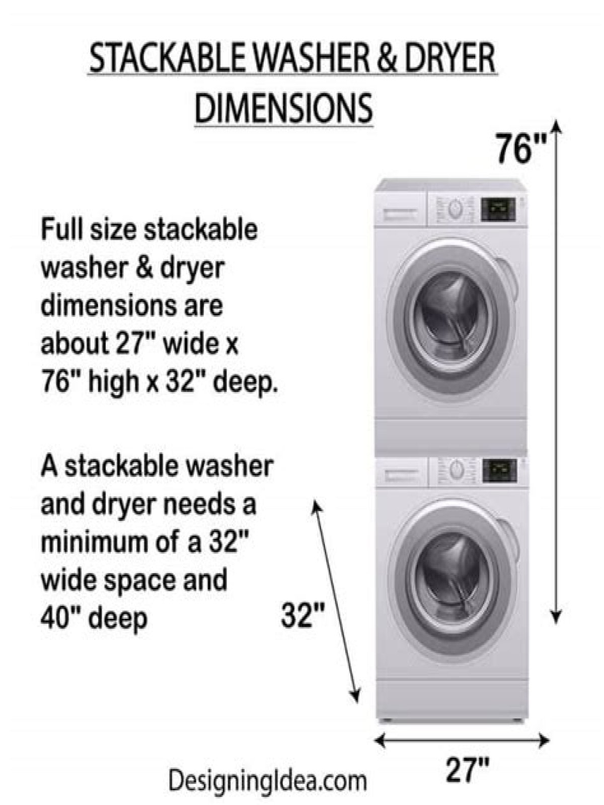 How much clearance do you need for a stackable washer and dryer