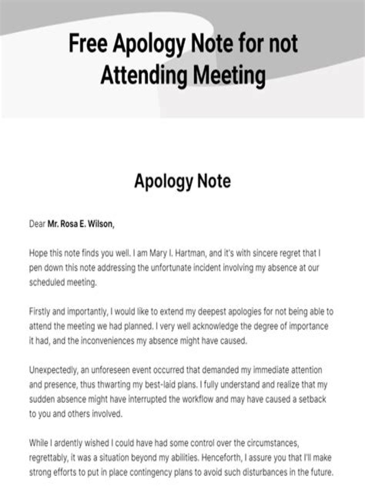 How to apologies for not attending a meeting?